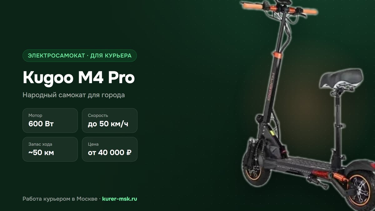 Электросамокат Kugoo M4 Pro для курьера: честный обзор 2026