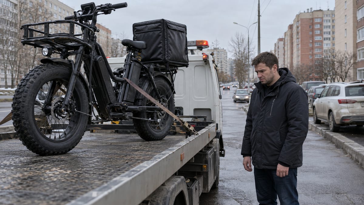 Знакомого курьера остановили на своём байке и увезли его на штрафстоянку. 500 Вт — это уже мопед