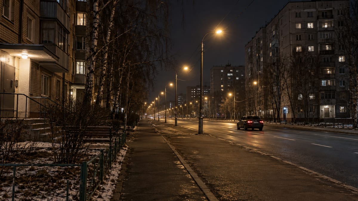 Два курьера Яндекс Еды едут на велосипедах по вечерней улице