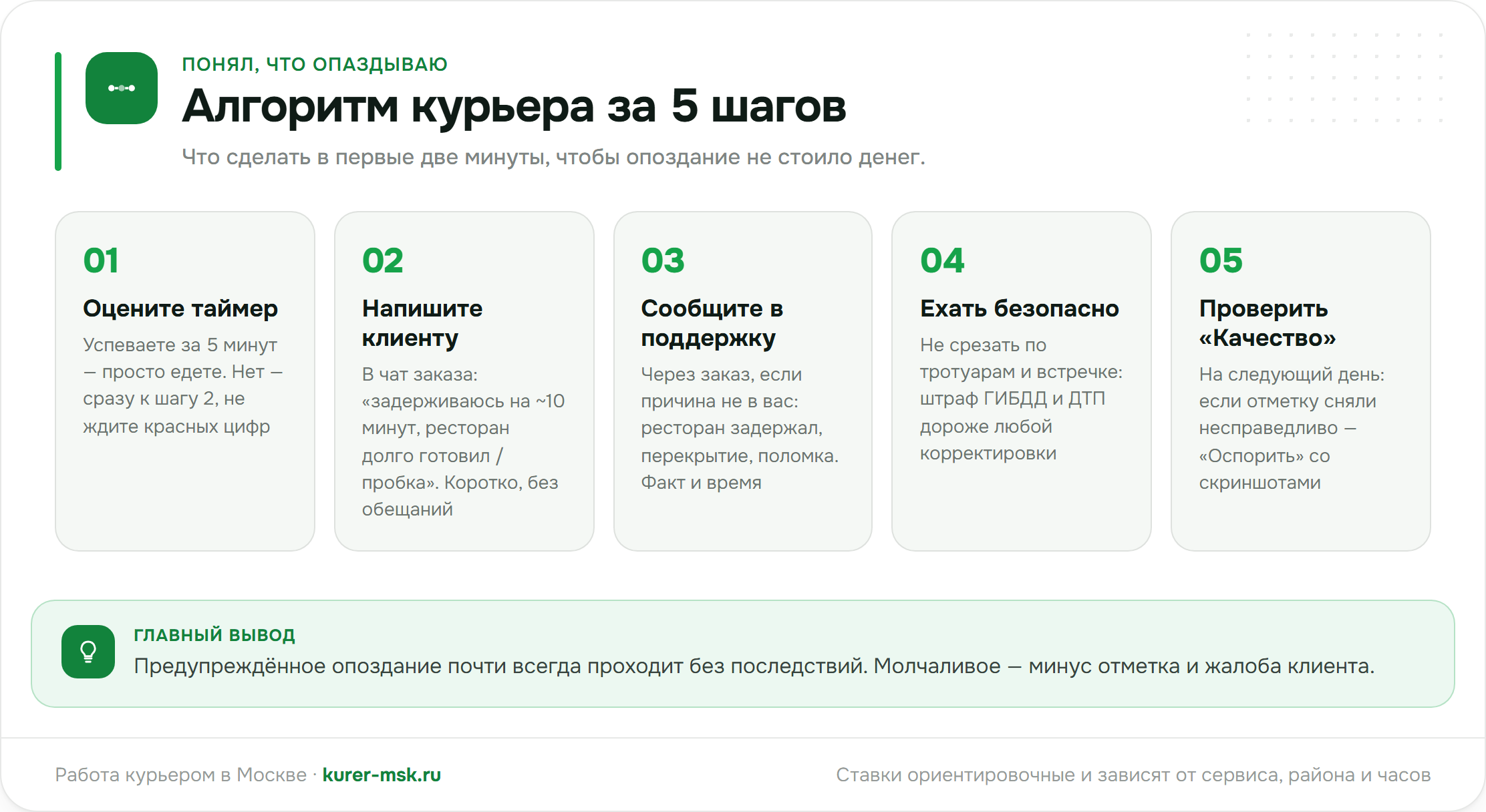 Что делать курьеру, если опаздывает: алгоритм из 5 шагов
