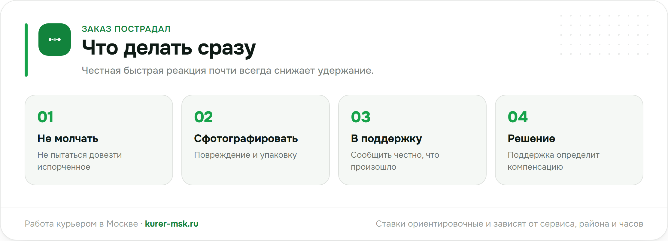 Что делать, если повредил или потерял заказ