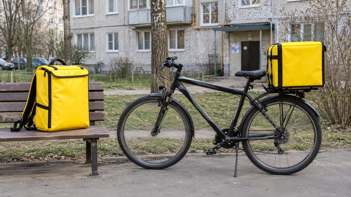 Велосипедист на городской улице